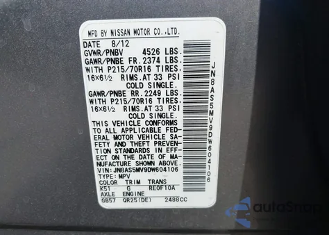 2013 Nissan Rogue S from USA, damaged, VIN JN8AS5MV9DW604106